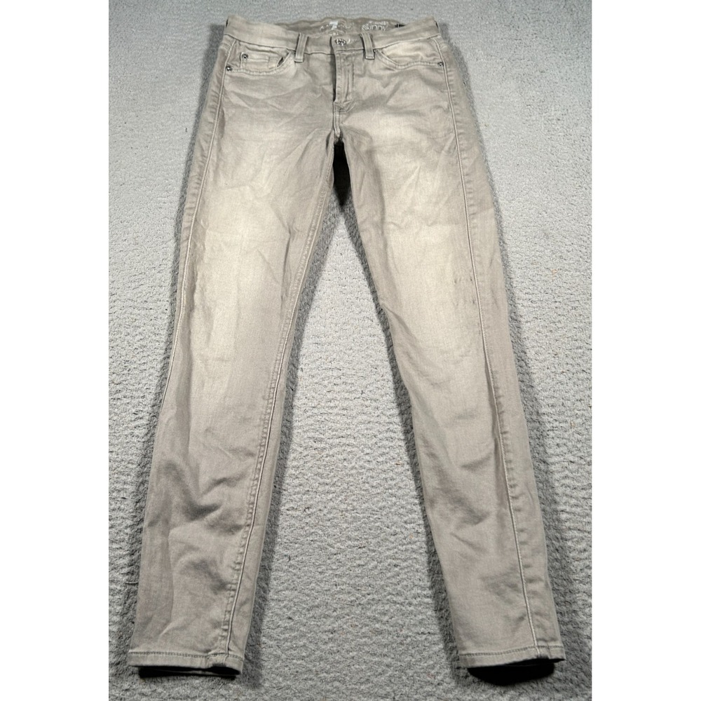 7 For All Mankind Ankle Jeans Womens 26 24X26.5 Gray Stretch Skinny Leg Mid Rise